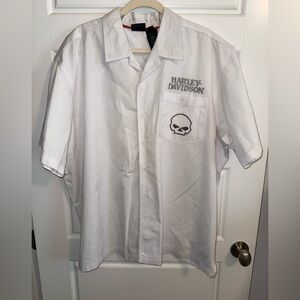 Harley-Davidson White Casual Button Down Shirt